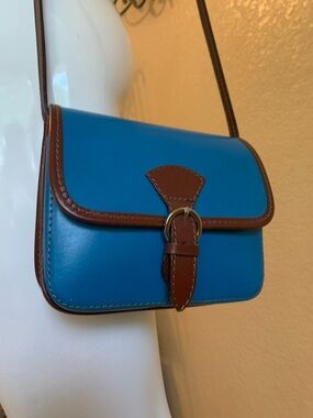 La Teverina Blue & Brown Leather Crossbody Bag From Italy